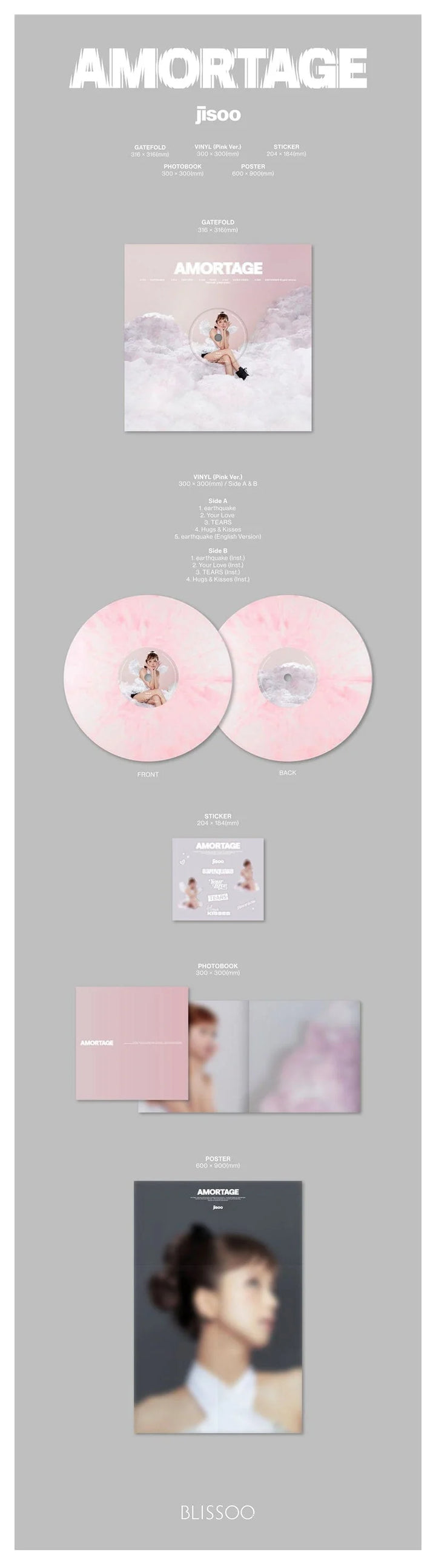JISOO (BLACKPINK) - Mini Album [AMORTAGE] Vinyl (Pink Ver.)